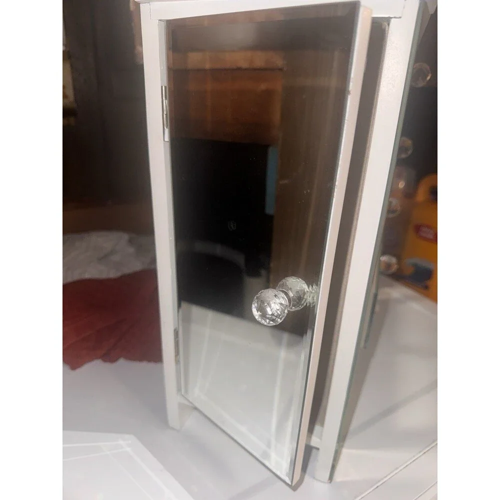 Hollywood Regency Mirrored Tabletop Jewelry Box & Vanity Armoire